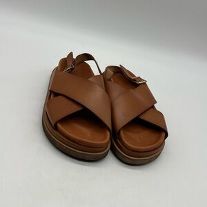 ALOHAS Nico Women Sz 40 US 9.5 Brown Leather Crossover Marshmallow Sandals Shoes